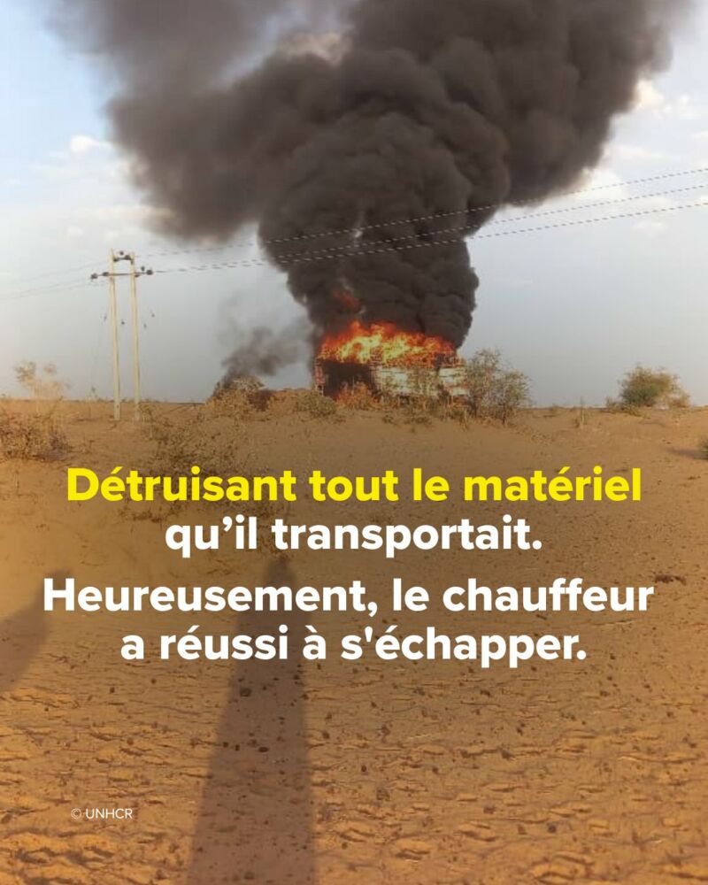 Image for the Tweet beginning: Un camion d'aide du HCR